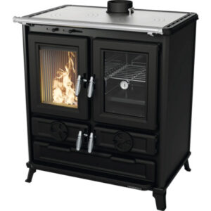 Poêle à combustible solide Thermorossi Klaretta Evo 8,2 kW avec four à droite et plaque de cuisson en fonte