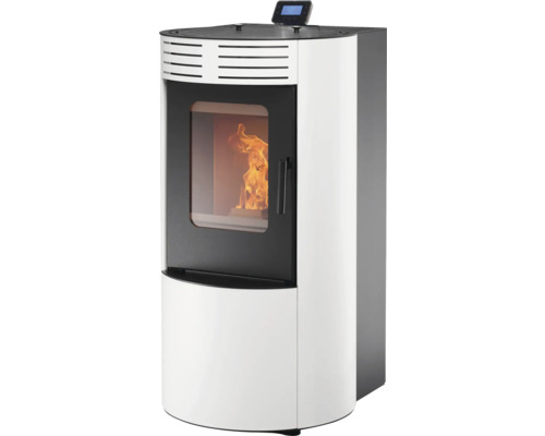 Poêle à pellets Rowi Ovale acier blanc 9,5 kW avec WiFi et télécommande