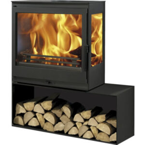 Cheminée Panadero CHARME 3V Acier noir 7,1 kW Avec compartiment à bois