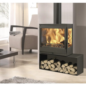 Cheminée Panadero CHARME 3V Acier noir 7,1 kW Avec compartiment à bois